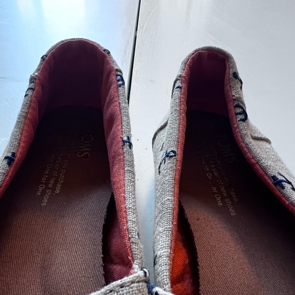 Toms Natural Burlap Anchor Print Classic shoes sz 7.5 - Picture 6 of 10